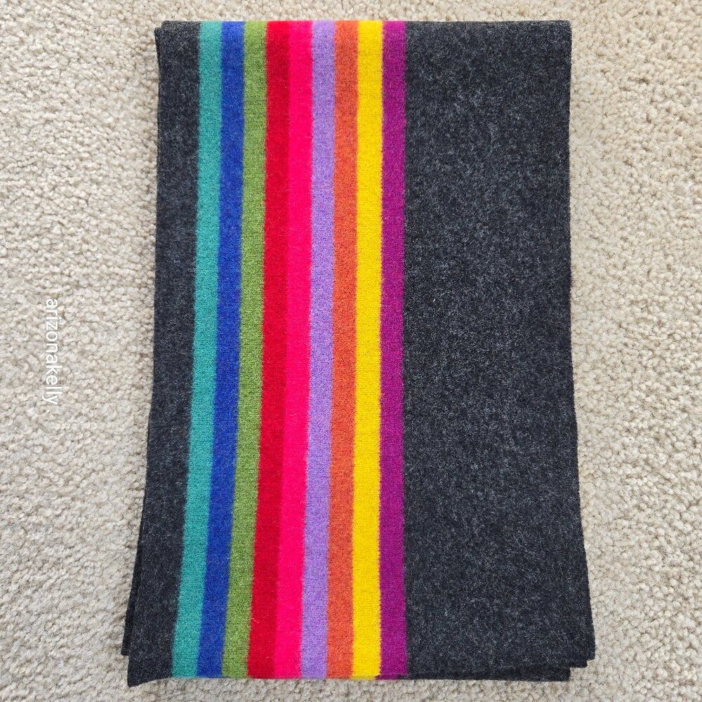 Striped Wool Scarf Green Grove Weavers Scotland